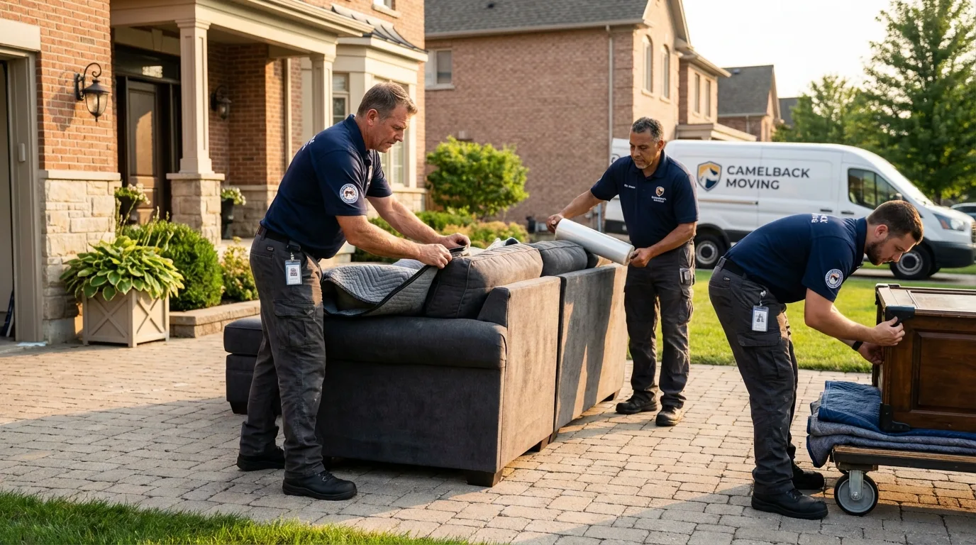 Large estate moving crew wrapping furniture in Winona, MO