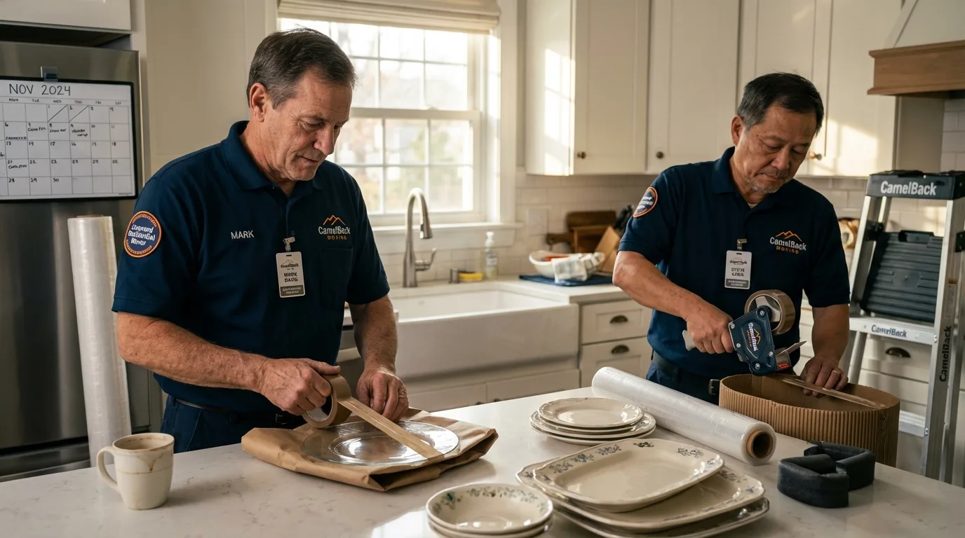 Professional crew packing kitchen dishware in Winona, MO